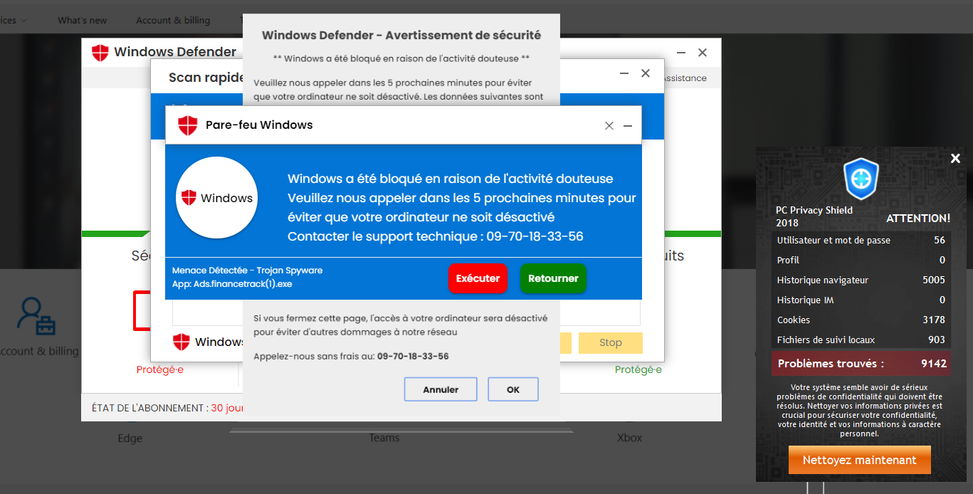 Arnaque au faux support technique de Microsoft