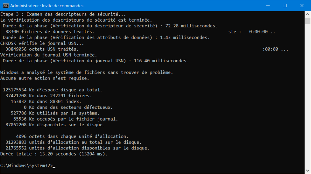 Vérifier et réparer un disque dur internet ou externe avec chkdsk