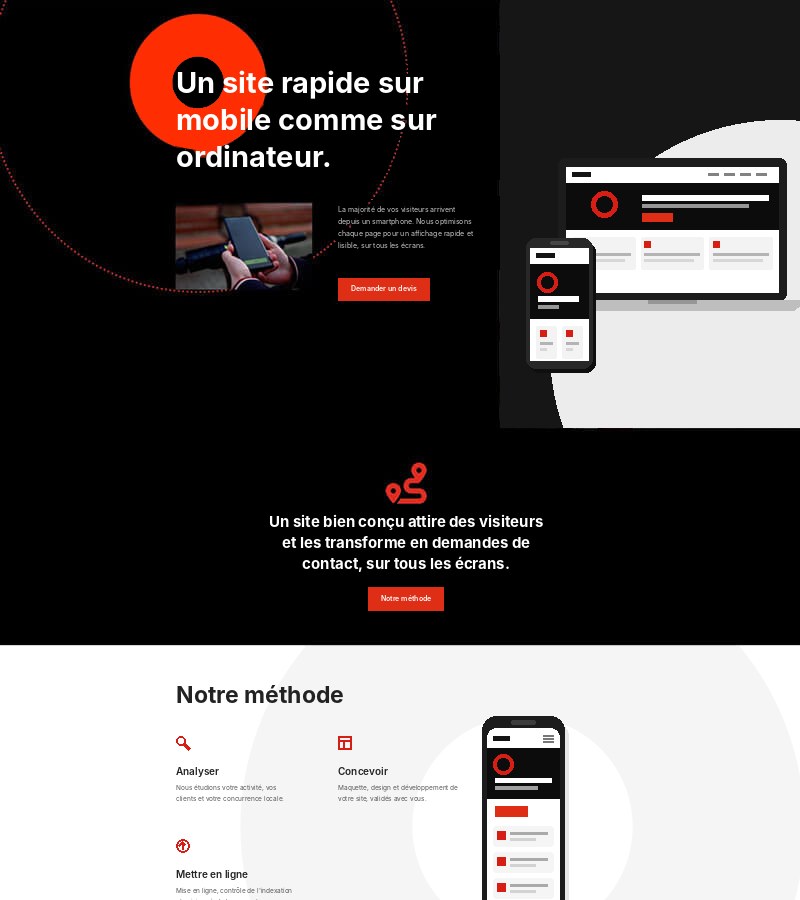 Site vitrine responsive, rapide sur mobile et sur ordinateur